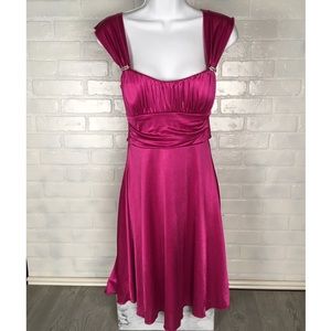 Hot Pink Dress, Rhinestones And Tie Back, like new